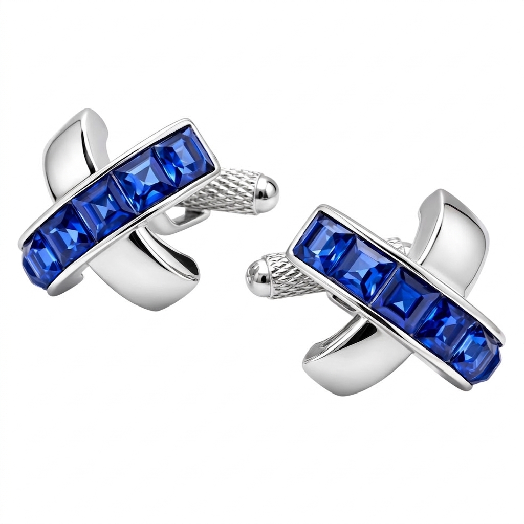 ccc73-image-0 Sapphire Crystals Cufflinks - Image 1