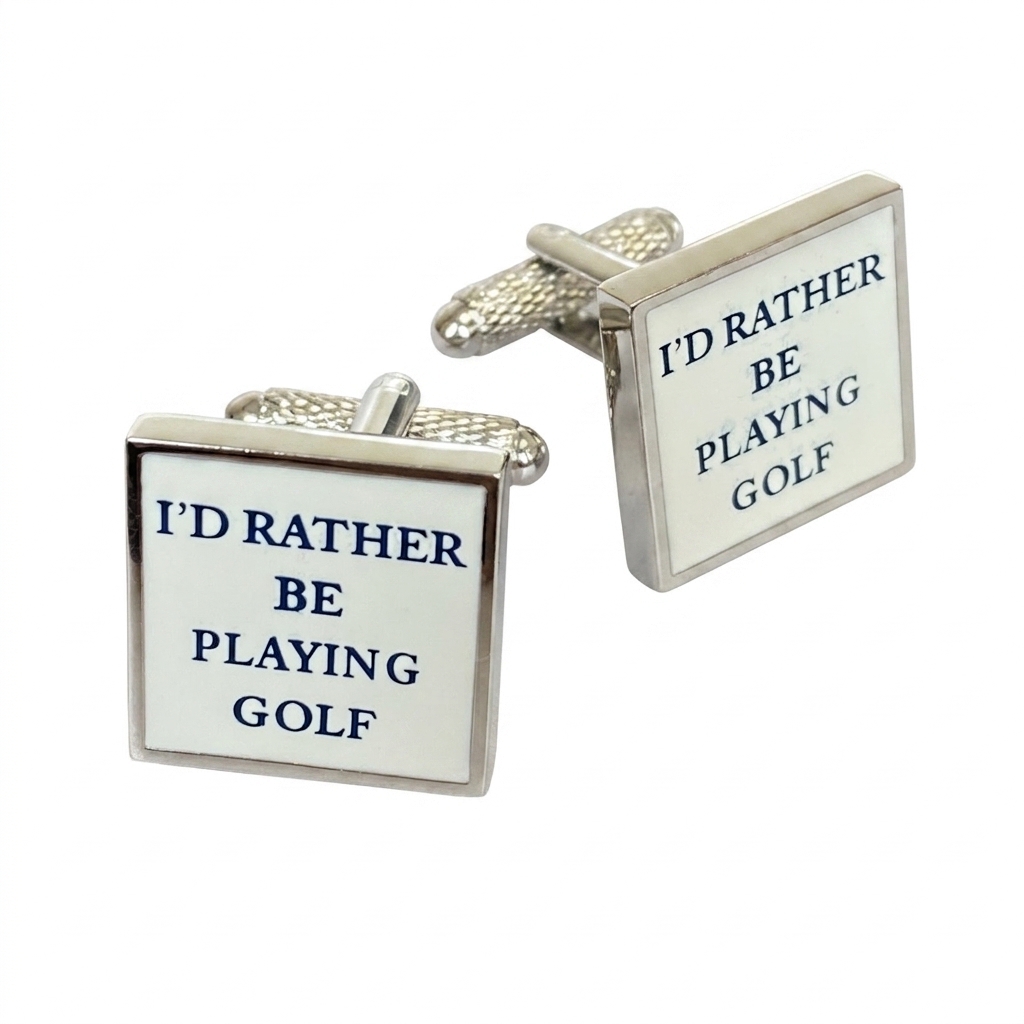 ck599-image-0 I'd Rather Be Playing Golf Cufflinks - Image 1