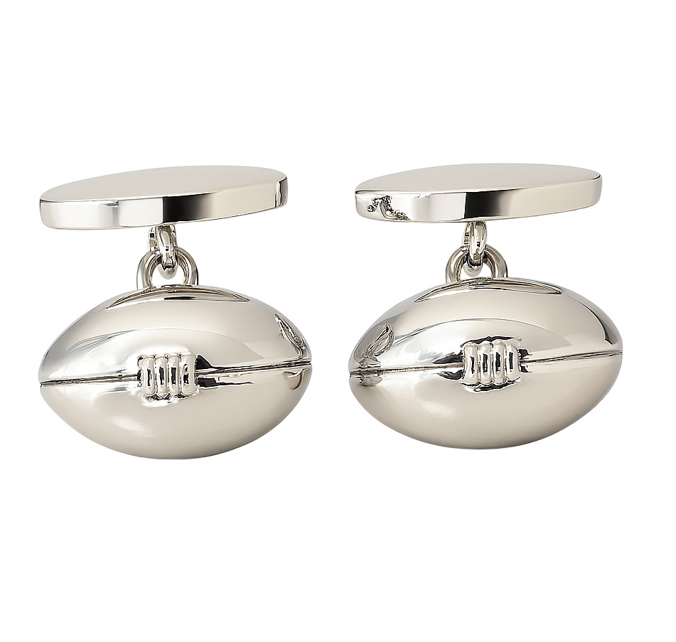 ck322-image-0 Rugby Ball Chain Link Cufflinks - Image 1