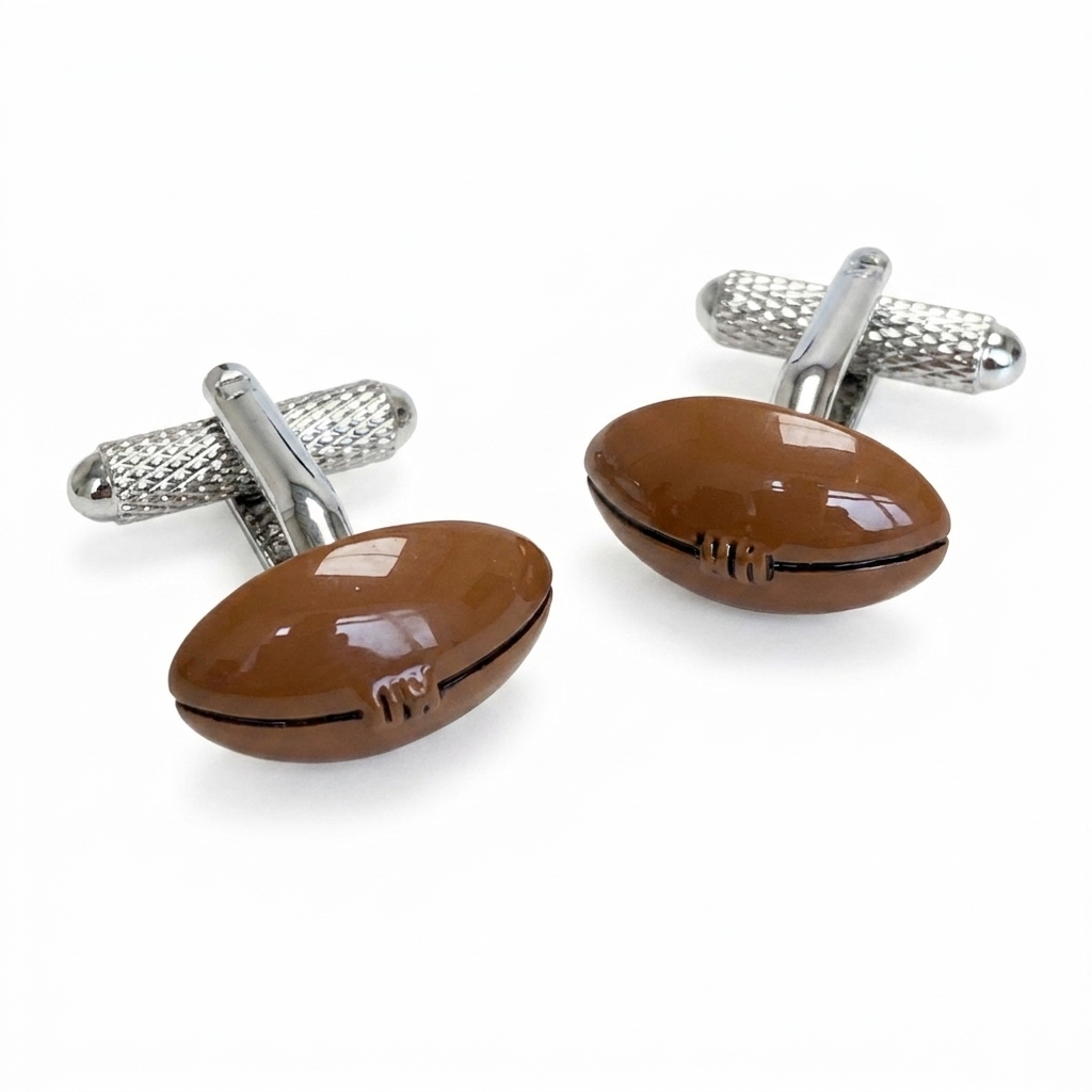 ck638-image-0 Rugby Ball Brown Cufflinks - Image 1