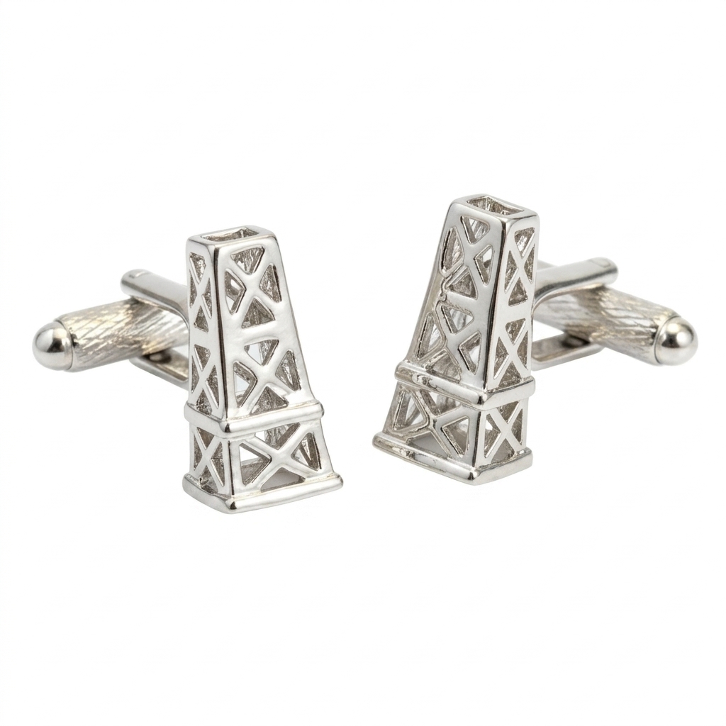 ck653-image-0 Oil Derrick Cufflinks - Image 1