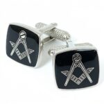 Masonic Rhodium Black Cufflinks