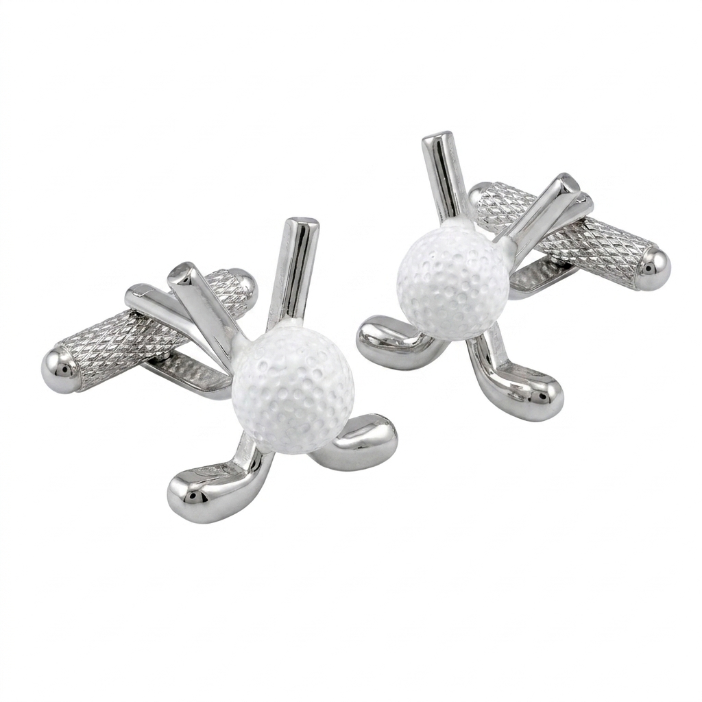 ck751-image-0 Golf Ball and Clubs Cufflinks - Image 1