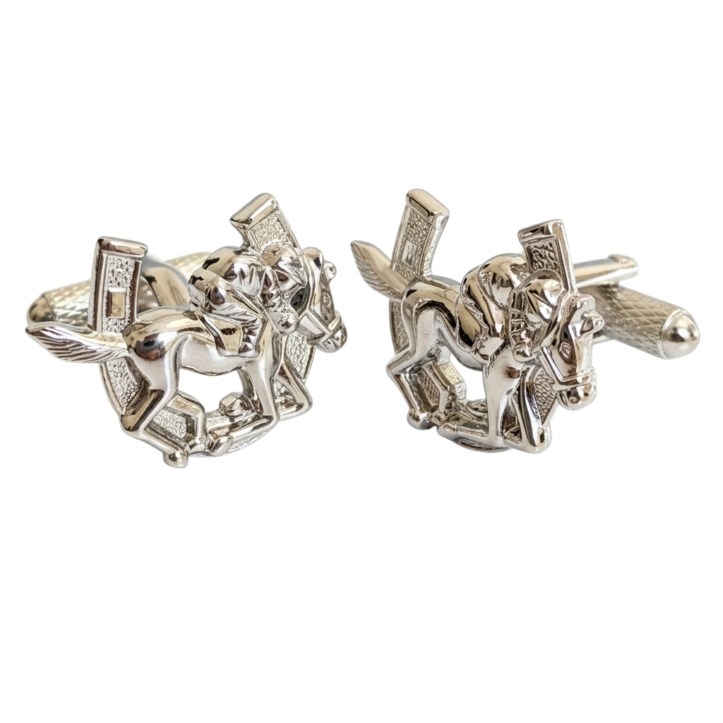 ck858-image-0 Horse Shoe & Jockey Cufflinks - Image 1